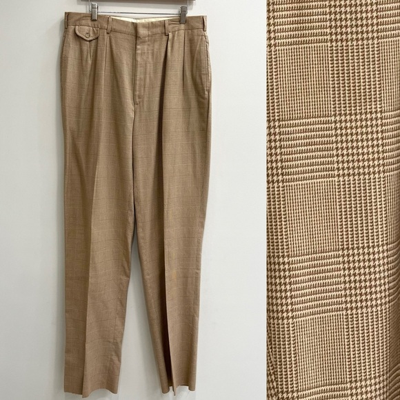 Polo by Ralph Lauren Tan Plaid Trousers - Picture 1 of 13